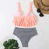 Brazil America pink top stripes shorts two-piece swimwear swimsuit for women MX2531 wholesale