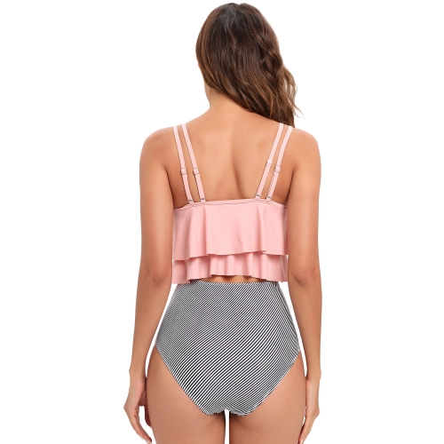 Brazil America pink top stripes shorts two-piece swimwear swimsuit for women MX2531 wholesale