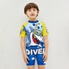 shark printing cute child boy teen swimwear one-piece design