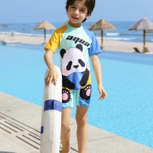 panda printing cartoon boy swimsuit swimwear two-piece swimsuit for boy
