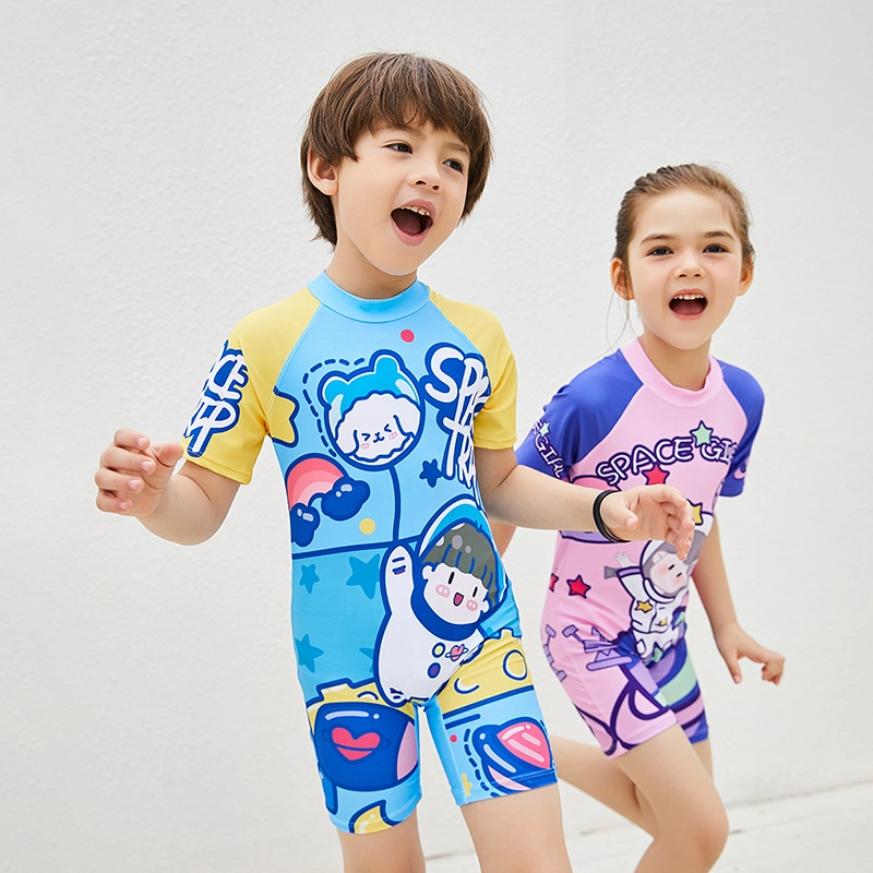 space man printing cartoon boy/girl swimwear one-piece swimsuit for boy