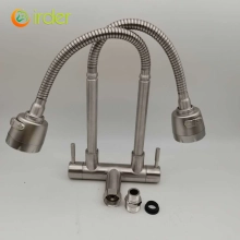 1 inlet 2 outlet high quality 304 stainless steel  restaurant hotel lavatory faucet kitchen basin water tap CF2614