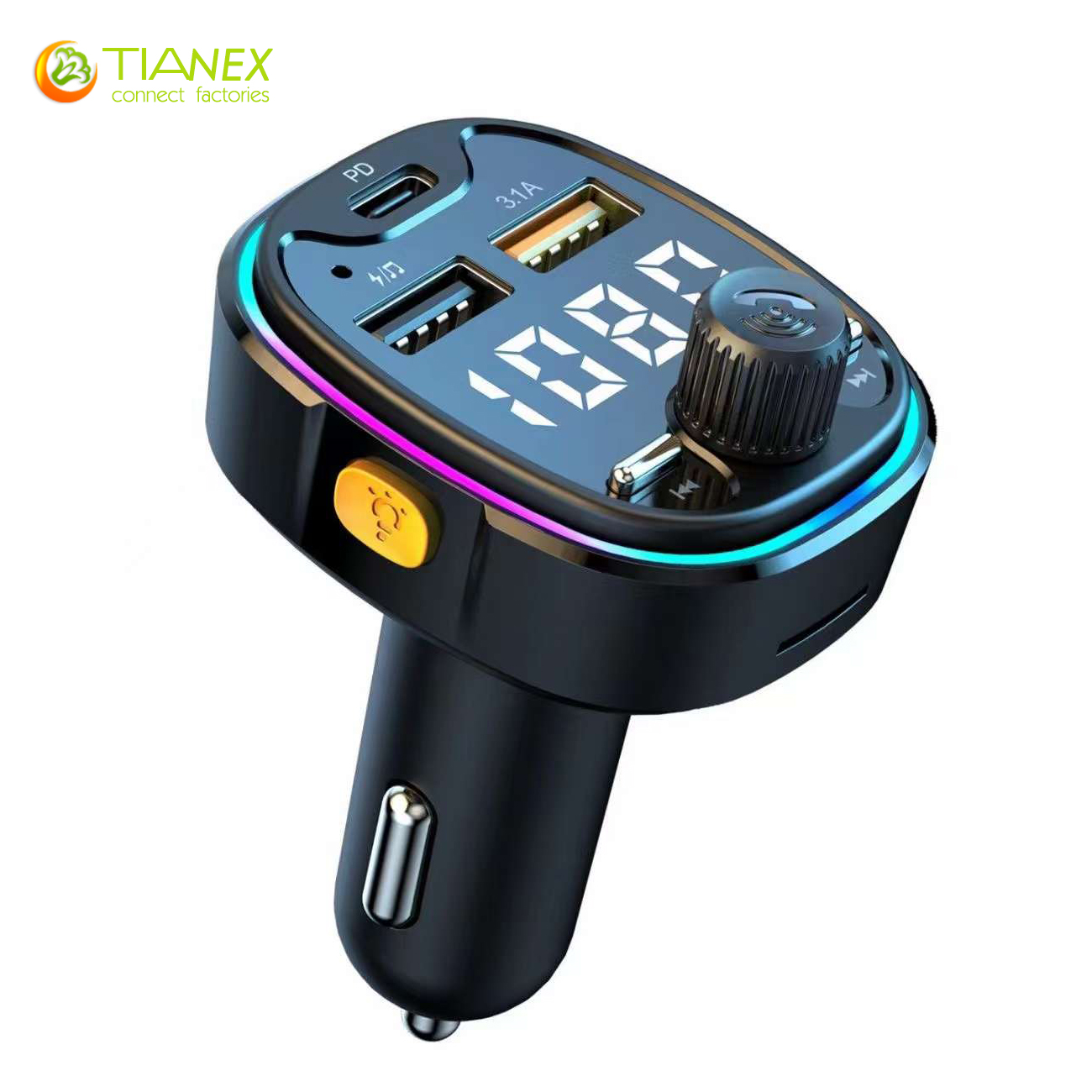 usb type c car charger car Mp3 player wholesale car voltage monitor car FM player