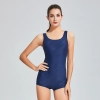 one-piece solid Imitation shark skin racing swimwear for women training Color Navy