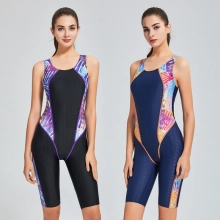 2025 slim fit knee length fast dry gym race swimwear women swimsuit