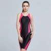 2025 quick dry fabric sports professional race woman swimwear knee length swimsuit Color black