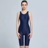 2025 solid color textures racing swimwear for women training Color Navy