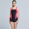 2025 dual-color patchwork racing swimwear for women with bra pad