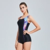 2025 hot sale nylon patchwork racing swimwear for women with bra pad Color Black