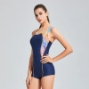 2025 hot sale nylon patchwork racing swimwear for women with bra pad Color Navy