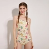 floral printing young gril one-piece bikini swimwear DB01