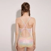 2025 rainbow lycra fabric printing young gril one-piece bikini swimwear DB01