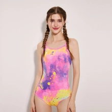 2025 American lycra fabric galaxy printing teen girl women one-piece bikini swimwear DB07