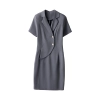 2023 new design polyester fabric two button office work women work dress