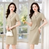 2023 new design polyester fabric two button office work women work dress