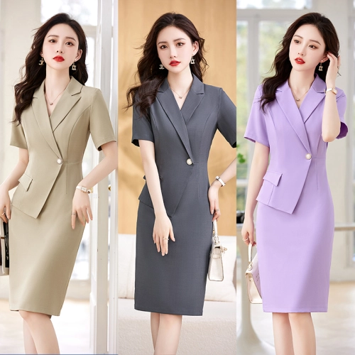 2025 summer new design Asian style young lady office  work dress uniform workwear 2302