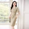2023 summer new design Asian style young lady office  work dress uniform workwear 2302 Color Blackish Green