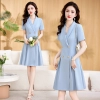 high quality double breast women dress work uniform form dress