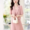 fashion young good fabric women skirt dress suit two piece set work office uniform