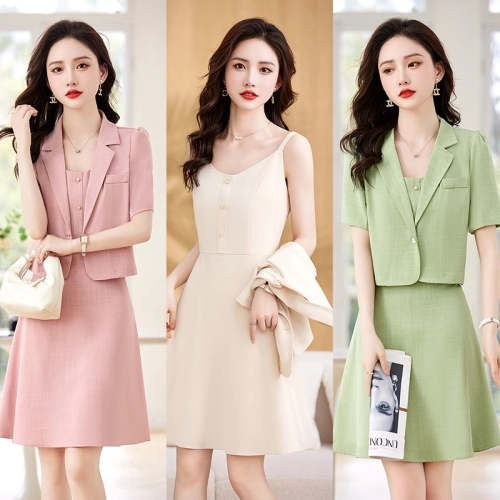 fashion young good fabric women skirt dress suit two piece set work office uniform