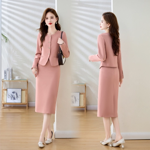 office cllection young lady work suits jacket + dress set model 9923