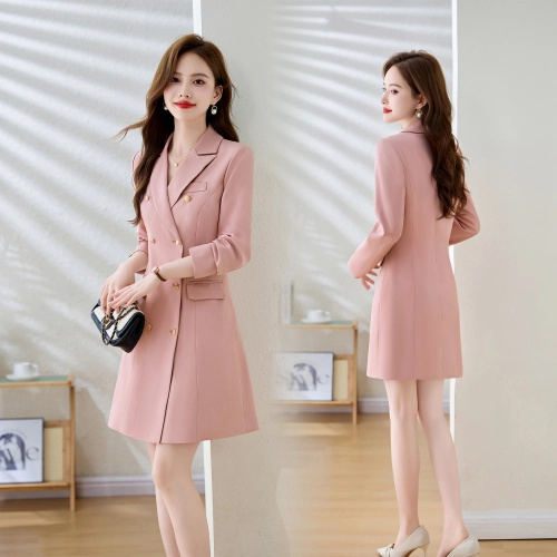 2025 double breasted women dress work suit uniform