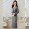 office fashion grey color young lady work suits jacket + dress set model 9923