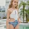 one piece halter teen gril swimsuit swimming wear