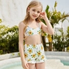 2023 fashion sunflower print two-piece swimwear teen girl small girl