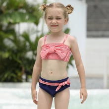 2025 red white stripes kid swimwear little girl children girl two piece design tankini