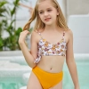 2022 France honeycomb print children girl one piece design bikini swimming wear