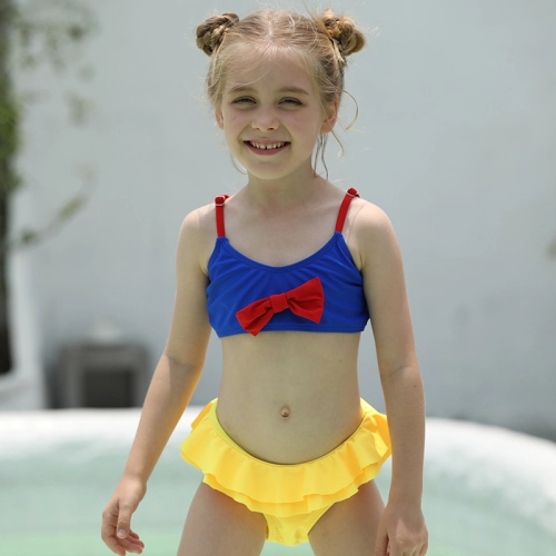 2025 Europe nave tops yellow shorts two-piece design children swimwear girl kid swimsuit swimwear