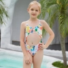 2022 hot sales paint  print one-piece little girl swimwear teen halter bikini swimsuit