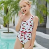 2022 lovely cherry print one-piece little girl swimwear teen swimming wear