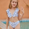 2022 fashion Violets flowers print girl tankini two-piece swimwear teen swimming wear