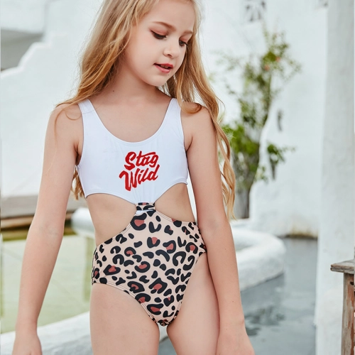 2025 America popular "stay wild" letter leopard skin teen girl swimwear teen swimwear