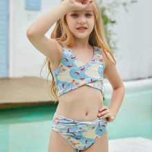 2025 fish print little girl teen girl swimwear two-piece swimsuit