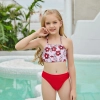 2025 floral print teen girl student swimwear two piece swimsuit bikini