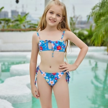 blue flowers print children swimwear girl swimsuit bikini paypal supported