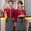 checkered collar long sleeve waiter/waitress shirt work uniform