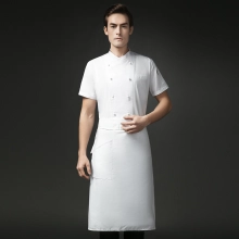 short sleeve round button women men chef jacket uniform