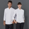 2025 invisable button side open white chef coat jacket