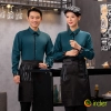 long sleeve trundown collar  restaurant tea house waiter waitress uniform shirt  (free apron gift)