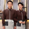 long sleeve trundown collar  restaurant tea house waiter waitress uniform shirt  (free apron gift)