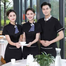 2025 fashion Chinese style waiter waitress uniform staff shirt apron