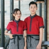 classic fashion stripes collar waiter and waitress shirt work uniform