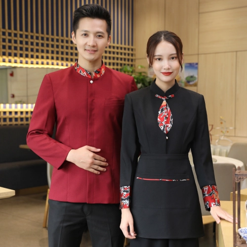 Chinese restaurant waiter waitress blouse jacket  autumn design