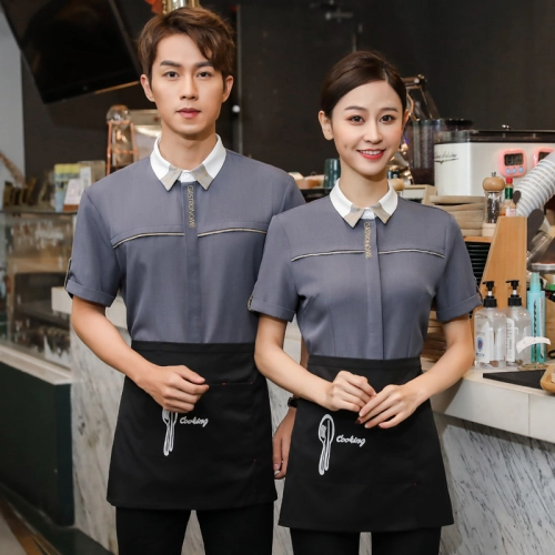 western resstaurant short sleeve shirt crew staff uniform working clothes