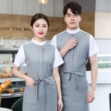 2022 coffee store bar staff uniform blouse with apron