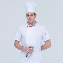 fashion good quality Flags Print collar chef jacket chef uniform 